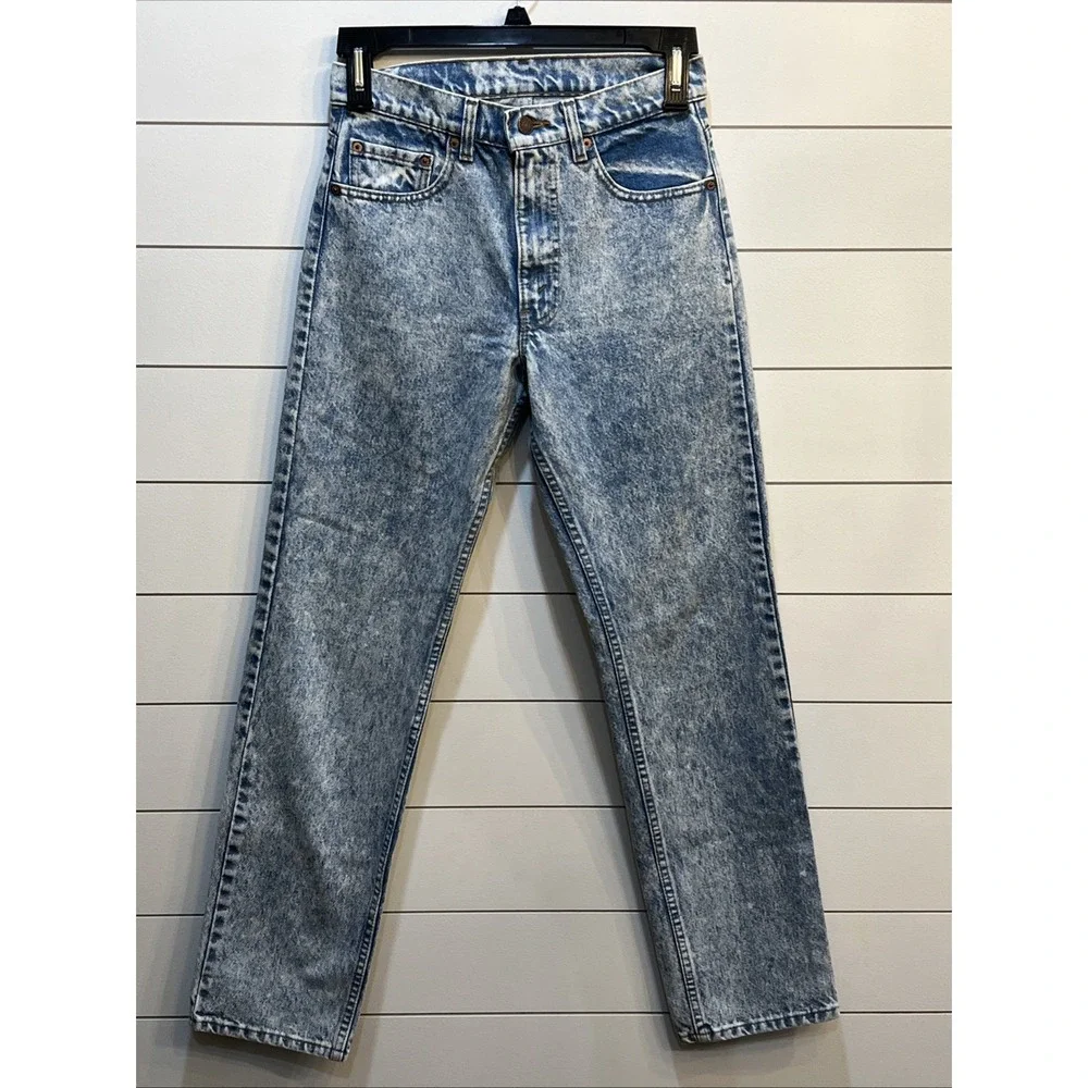 Levis 505 Jeans Mens 30x32 (29x30.5) Acid Wash Vintage 80/90's USA red tab Read!